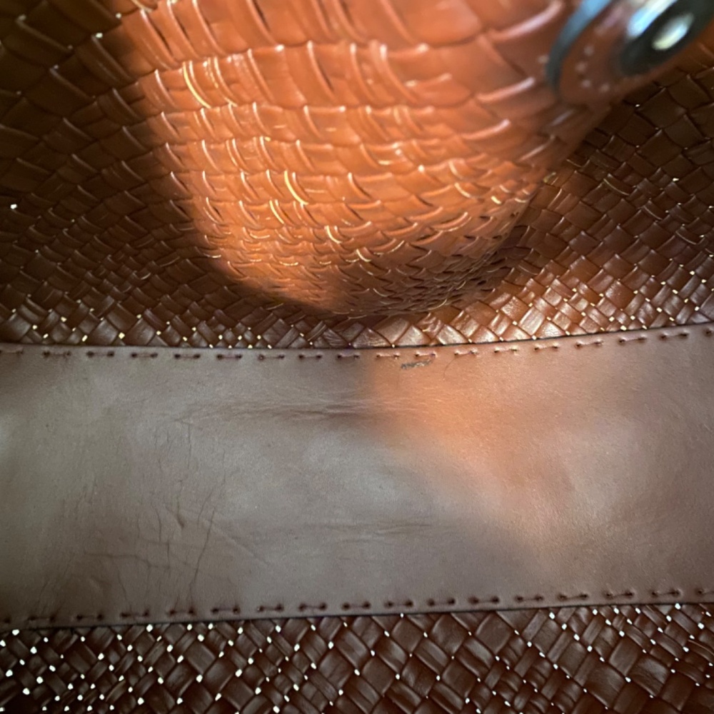 Falor Italia Gigliola F7349 large smooth Woven Leather tote bag Italy  NWT - Picture 4 of 8